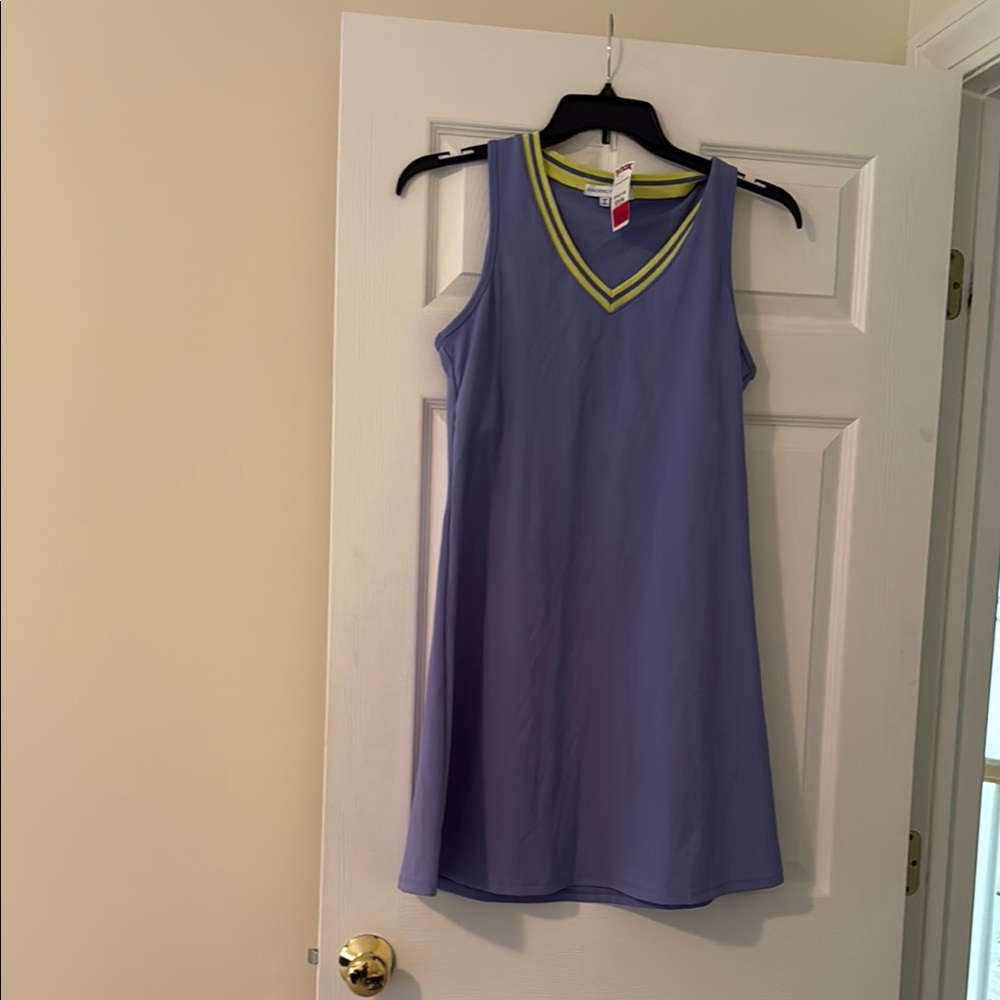 Sincerely Jules Purple Dress with Yellow Trim